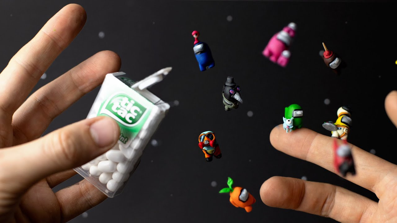 Создание костюмов и скинов для AMONG US — с помощью конфет Tic Tac и полимерной глины.