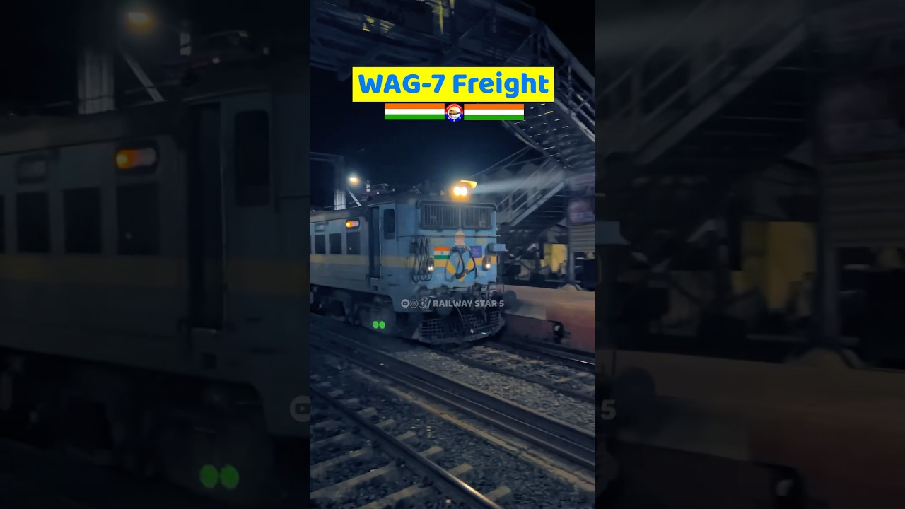 WAG-7 Freight Train Passing with Station Announcement - Platform 1 🔥 #wag7 #indianrailways