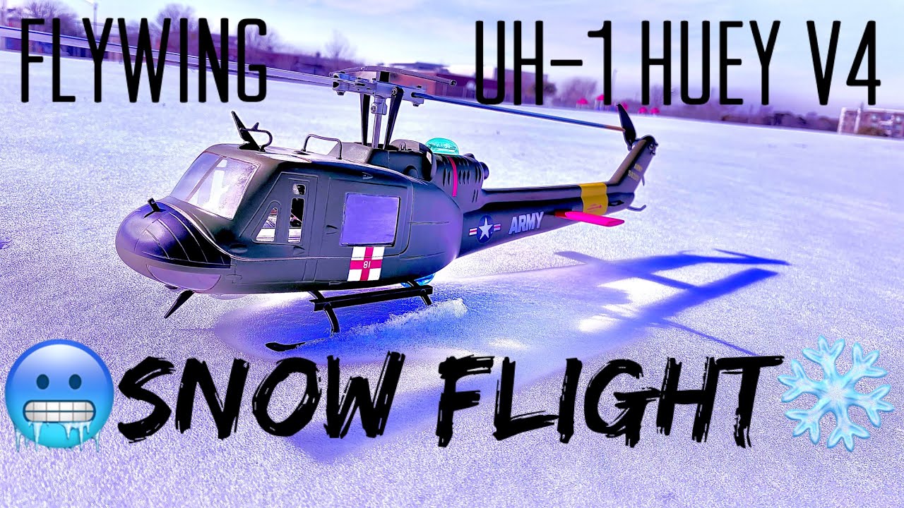 Flywing UH-1 Huey V4 | ATT Mode In The Snow!🥶❄️🧊☃️ #fun #djrc #flylife 