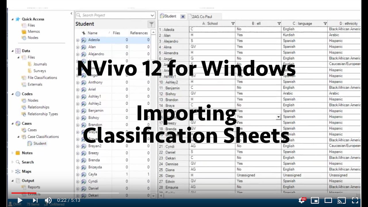 NVivo 12 for Windows: Importing Classification Sheets