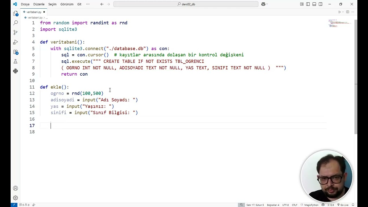 Sqlite3 - Veritabanı ve Tablolar İle Çalışma