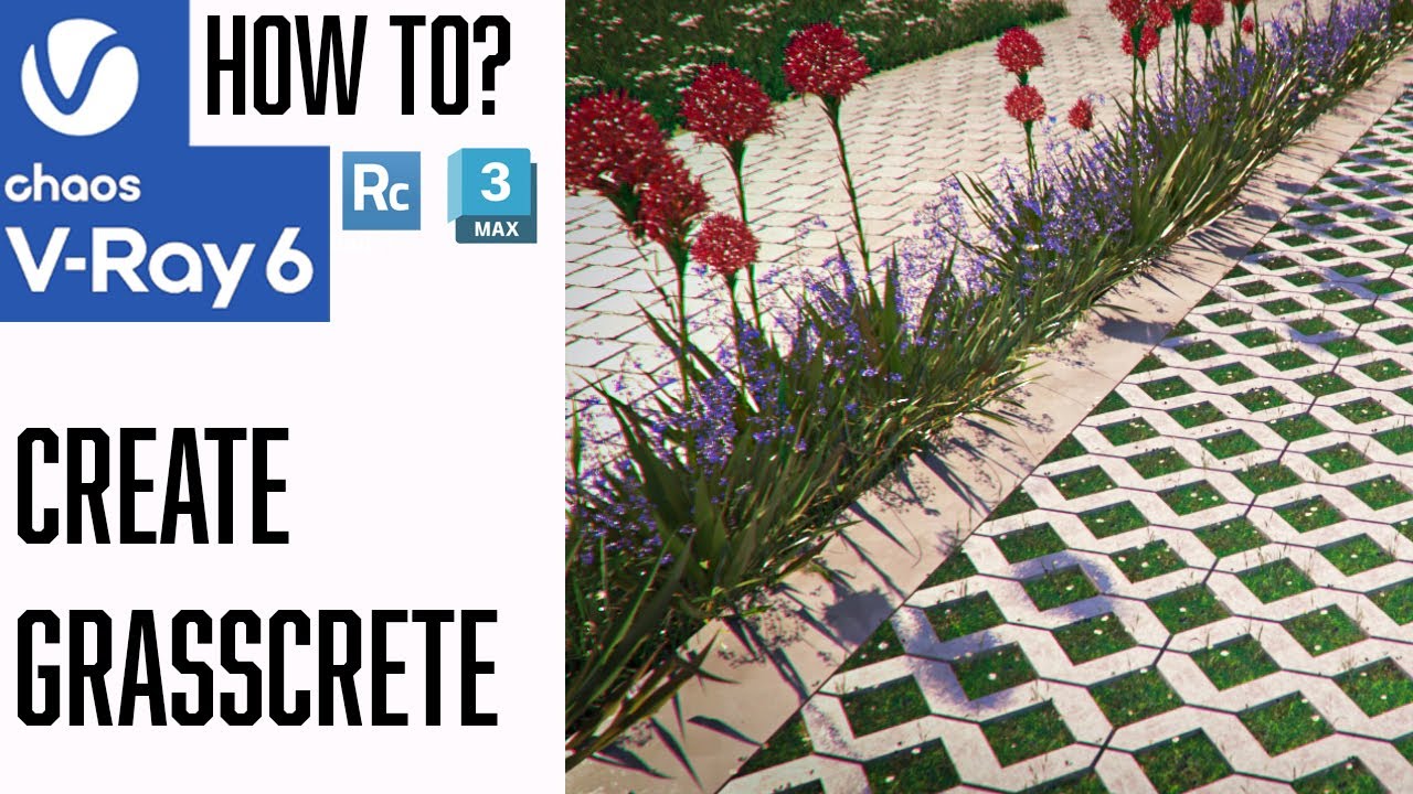 How To - Create Grasscrete using Railclone and Forest Pro with Vray