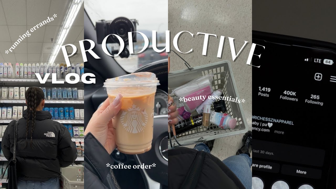 PRODUCTIVE VLOG | HITTING 400K + COFFEE ORDER + BEAUTY ESSENTIALS RESTOCK + LAUNDRY  + MORE