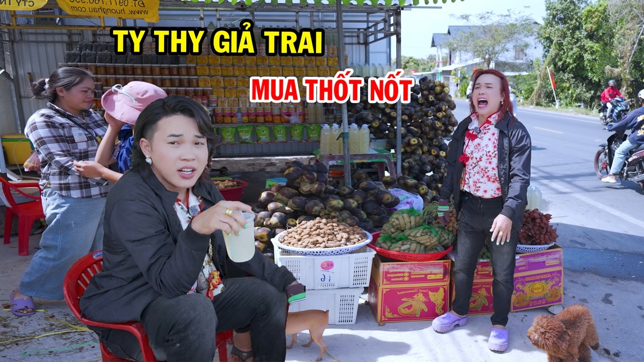 Ty Thy giả trai đi về An Giang mua thốt nốt - Ty Thy Vlog Gỏi đu đủ