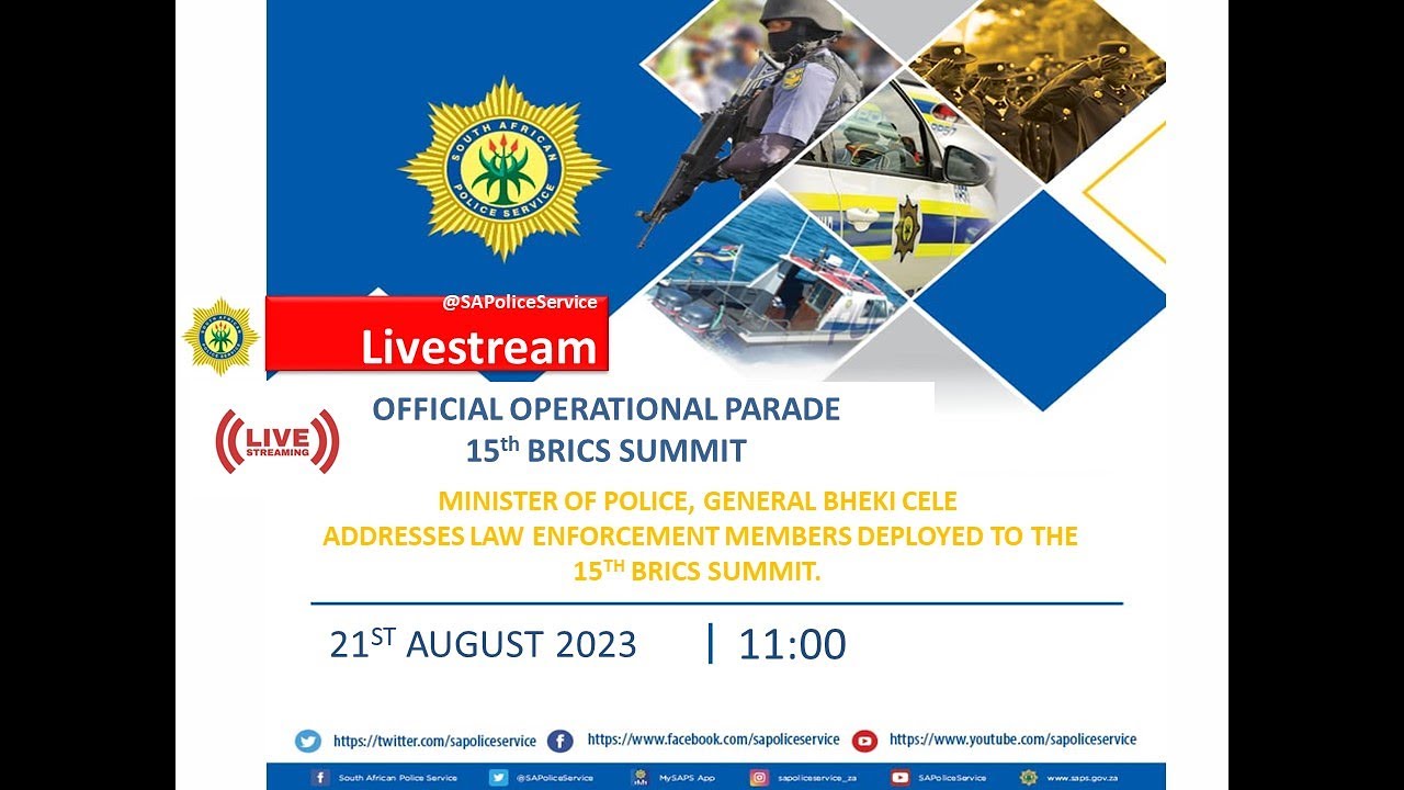Police Minister addresses officers deployed to safe guard Brics Summit.