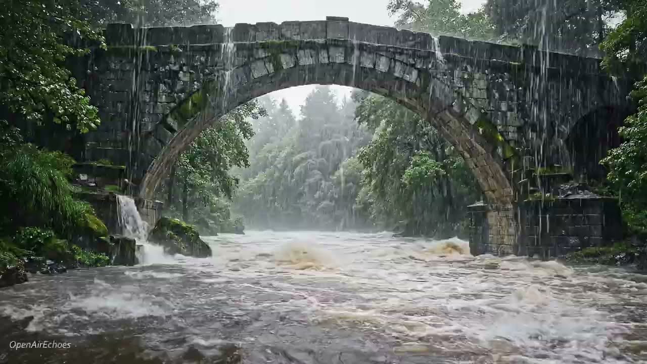 Old Stone Bridge in Heavy Rain (2H)
