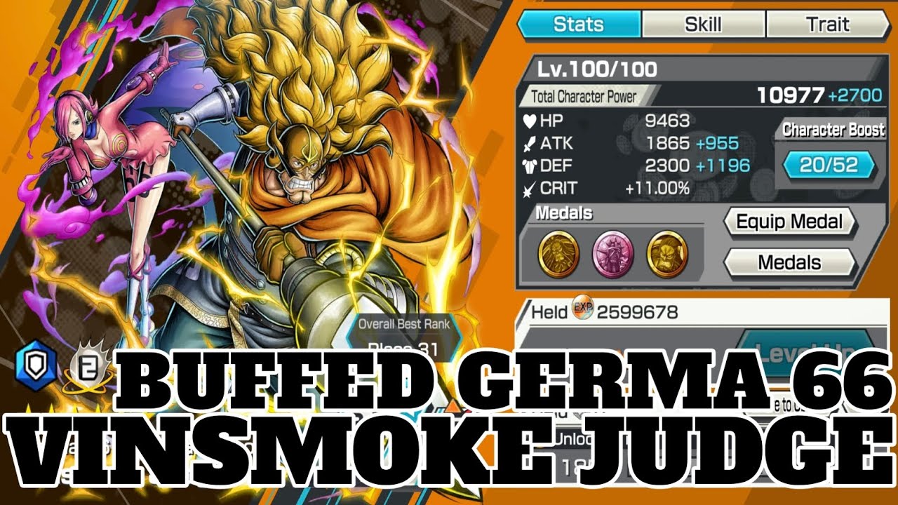 BUFFED VINSMOKE JUDGE GERMA 66 GAMEPLAY | ONE PIECE BOUNTY RUSH | OPBR