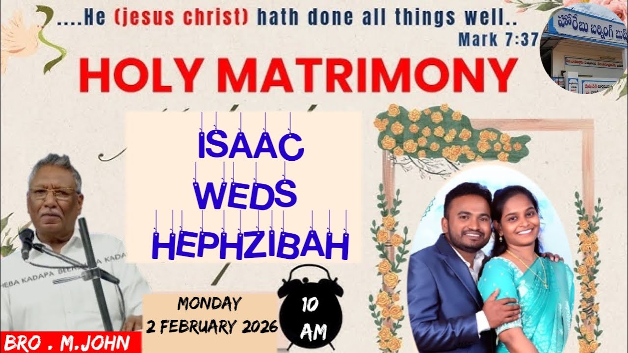 || HOLY MATRIMONY LIVE || 02/02/2026 ||HOREB BURNING BUSH PRAYER HOUSE [ NDK]