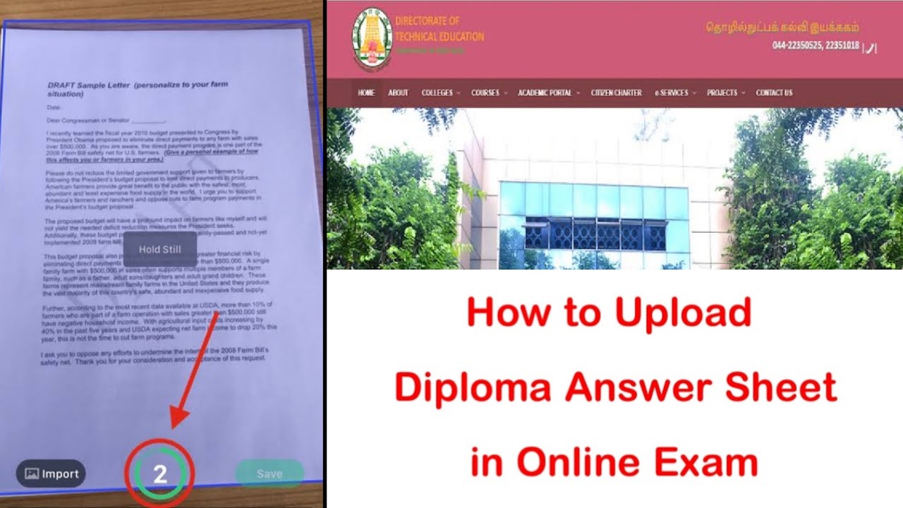 How to Upload Diploma Answer Sheet in Online Exam. in Tamil