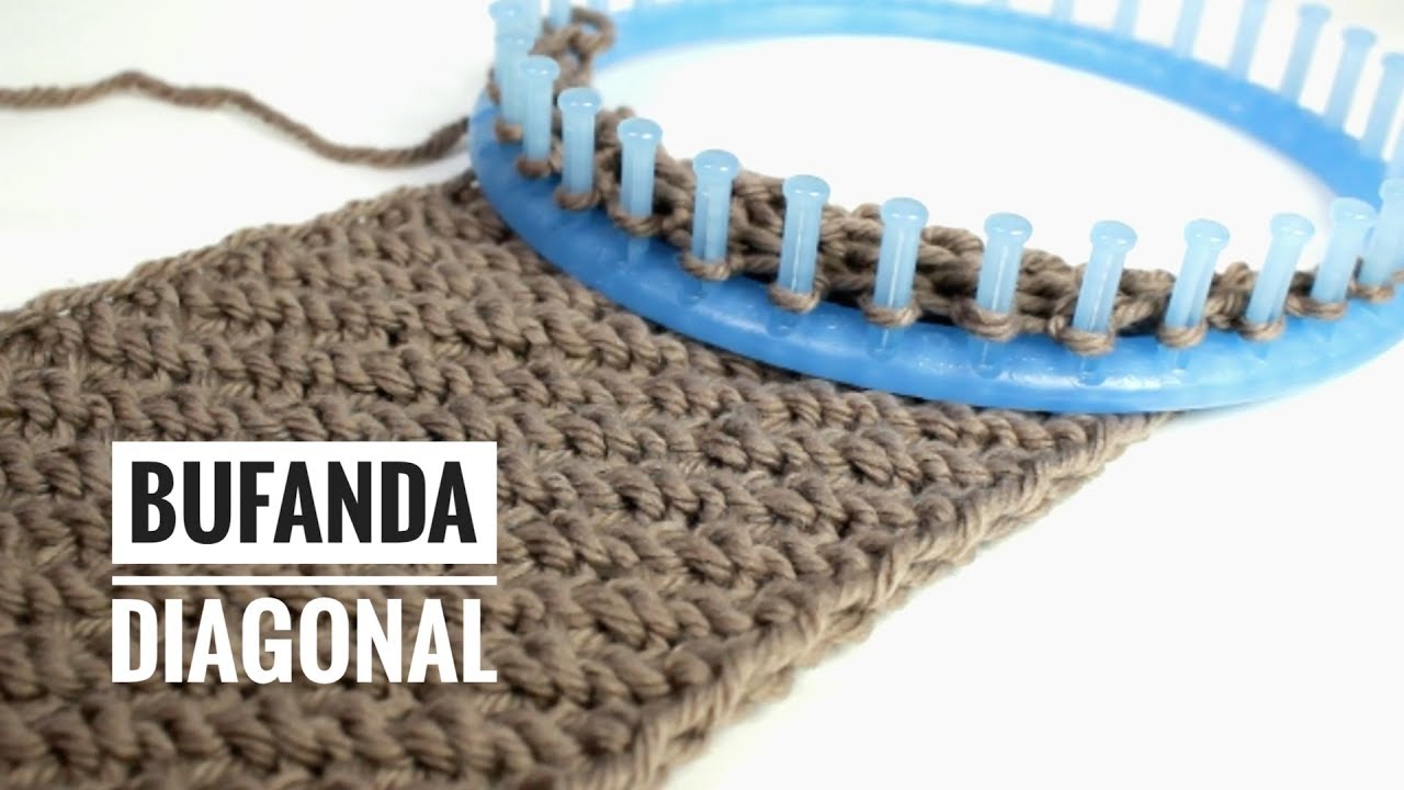 Cómo tejer una bufanda infinita con patrón diagonal en telar (Tutorial DIY)