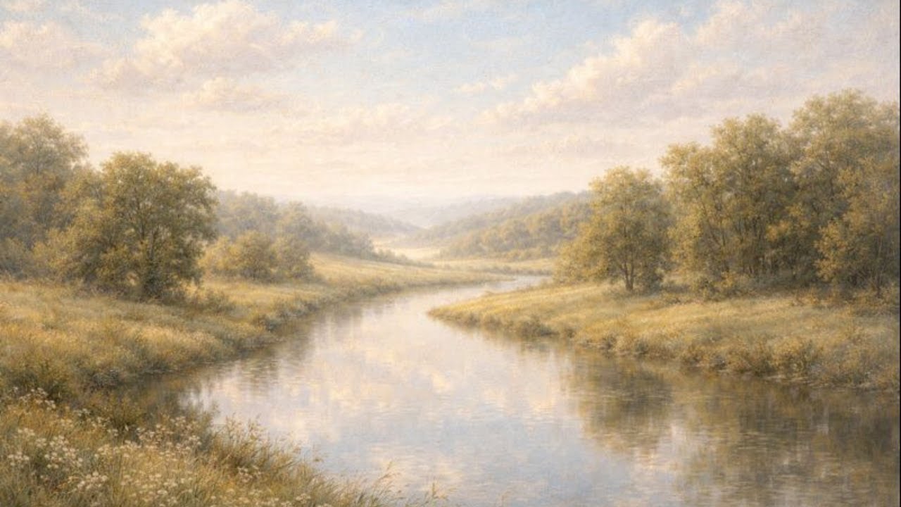 Light & Airy Oil Landscape Art for TV | Peaceful River Scene | 4K No Sound (3 Hours)