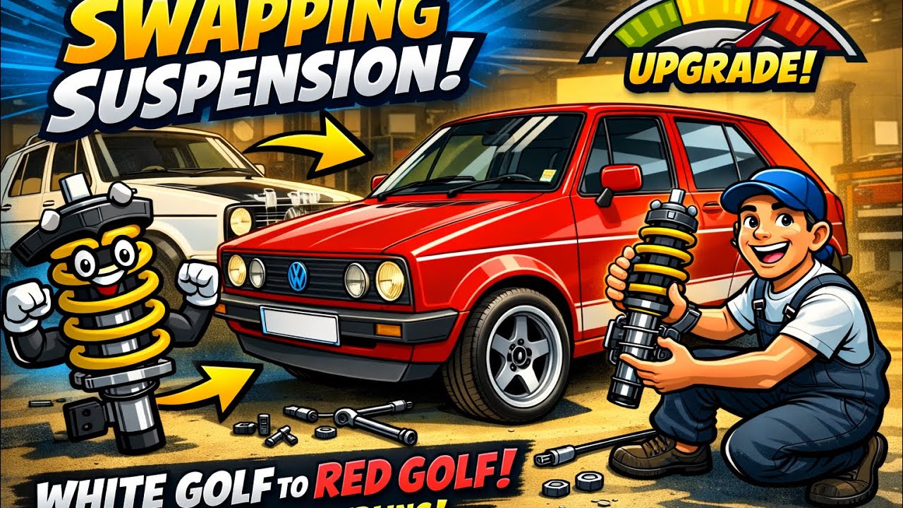From WHITE ➡️ RED Suspension transplant = instant ride upgrade 💥This Citi Golf just leveled up 🚗🔥