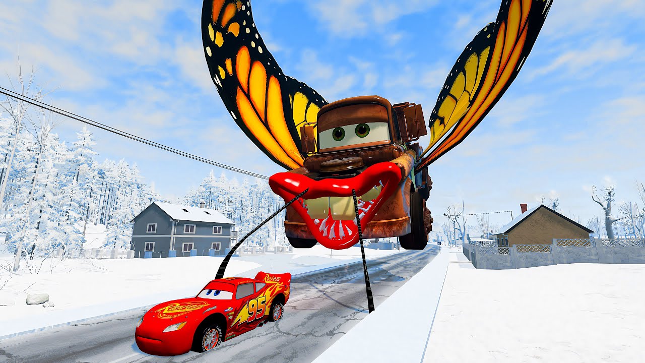 Epic escape from Lightning McQueen Eater, McQueen Zombie Eater,  Mater Eater |BeamNG.Drive