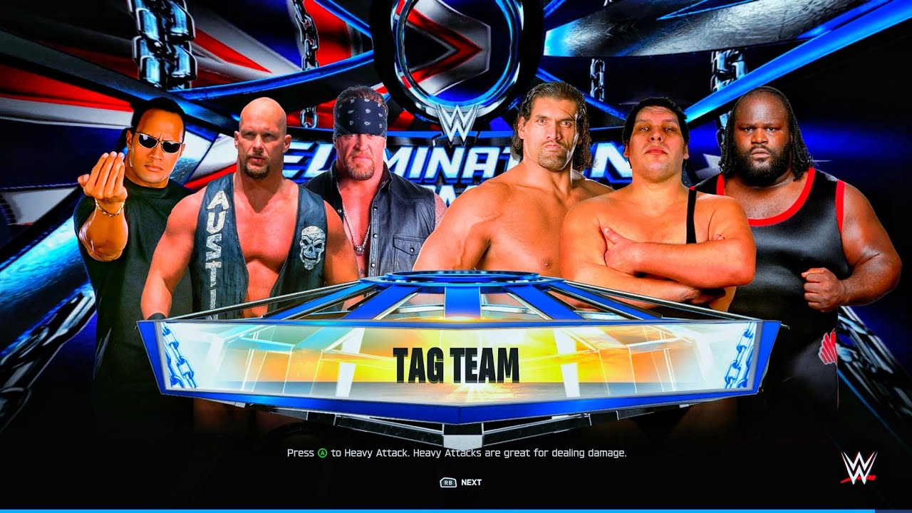 TEAM UNSTOPPABLE FORCE VS TEAM IMMOVABLE OBJECT (STONE COLD, ROCK & UNDERTAKER VS ANDRE,khali & mark