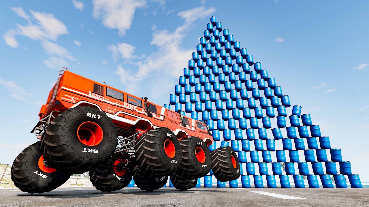 Cars vs Water Barrel #2 - Beamng drive