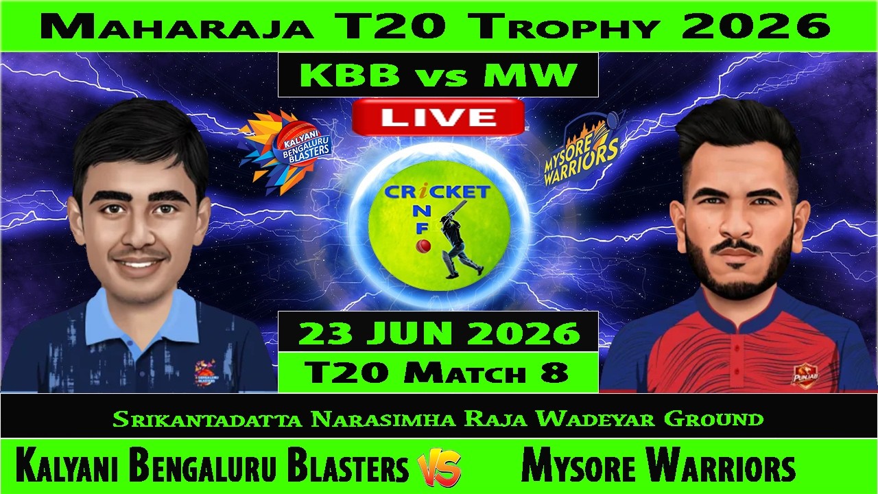 Kalayani Bengaluru Blasters vs Mysore Warriors | KBB vs MW | 8th Match of Maharaja T20 Trophy 2026