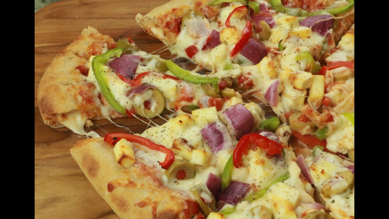 Whole Wheat Cheese Burst Paneer Pizza Without Yeast | No Yeast Cheese Burst  Cottage Cheese Pizza
