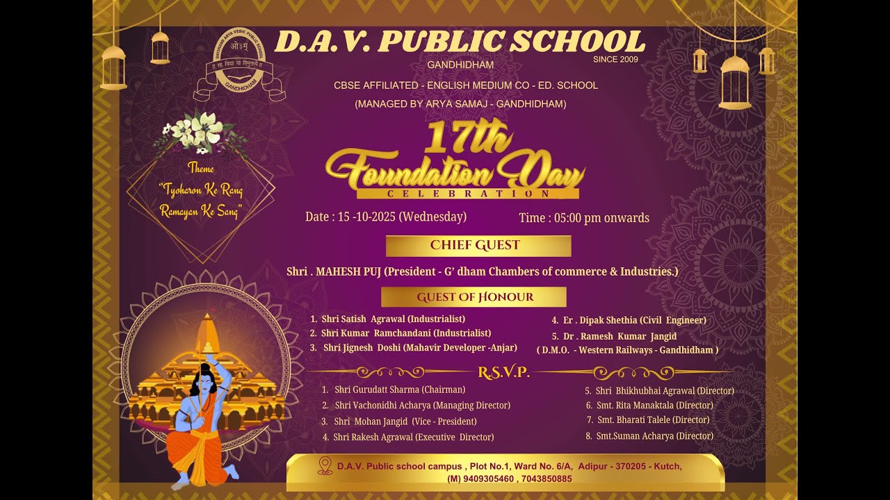 17th Foundation Day 2025-26-Inspirational Words by M.D Sir