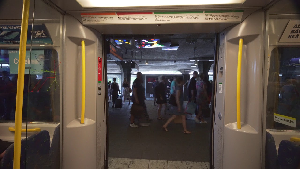 Sweden, Stockholm, subway ride from Skanstull to Globen