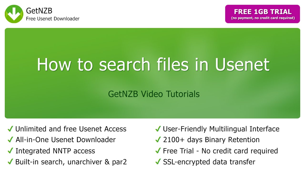 How to search files in Usenet? GetNZB - Free Usenet Downloader
