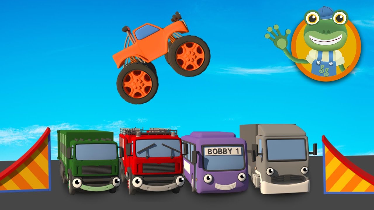 Big Truck Jumping With Max The Monster Truck | Gecko's Garage