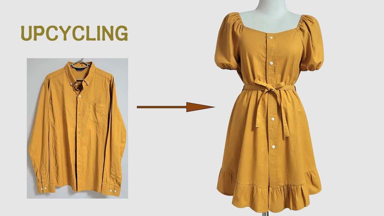 DIY  안 입는 셔츠로 예쁜 원피스 만들기 /Upcycling  Shirt/셔츠 리폼/치마/남방/Making Dress/skirt/Refashion