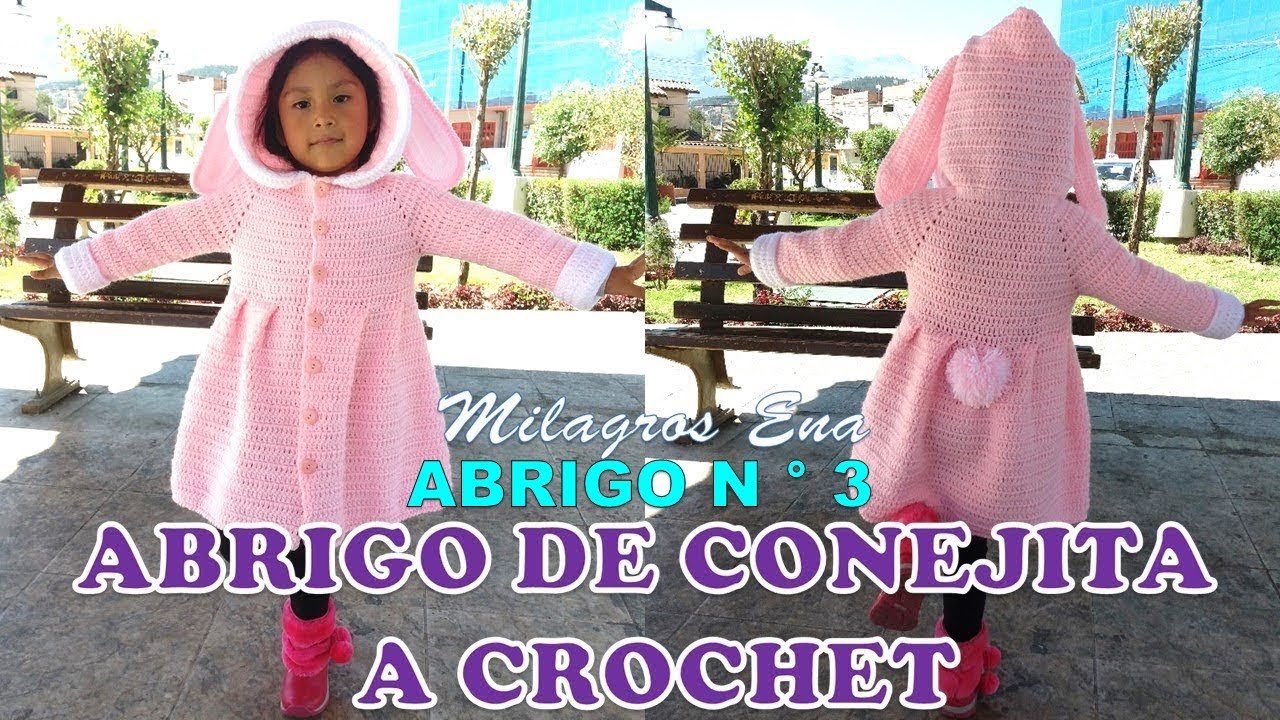 VIDEO COMPLETO de Como tejer el Abrigo N° 2, chompón, saco o suéter largo a crochet para niñas