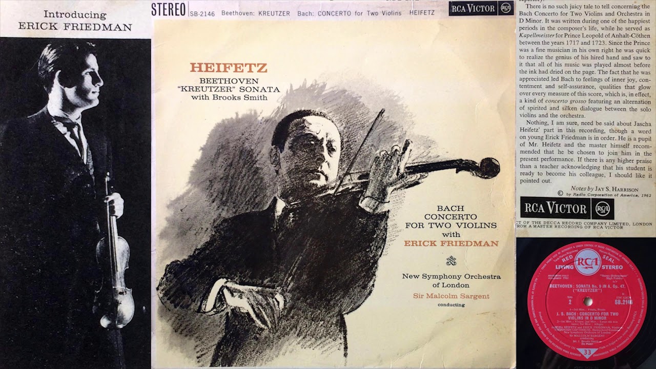 Bach: Concerto For Two Violins (violin: Heifetz & Friedman) - HQ vinyl transfer