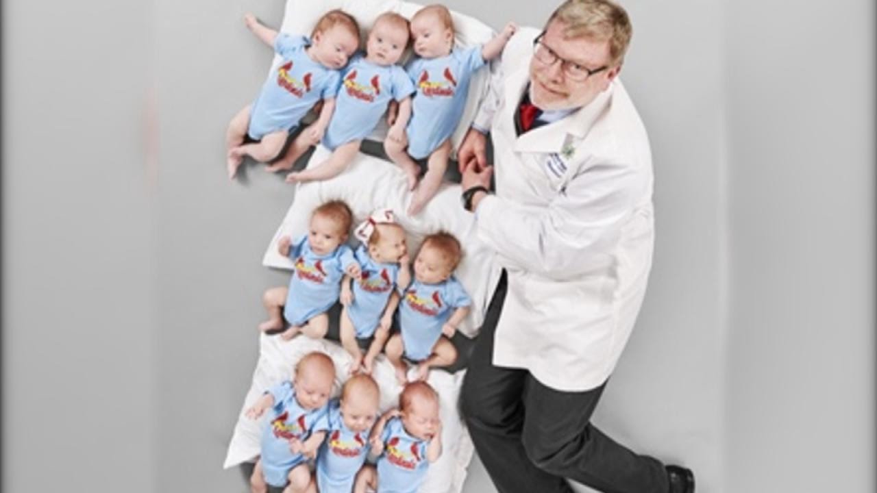 Doctor Poses With 3 Sets Of Triplets He Delivered Within 6 Weeks