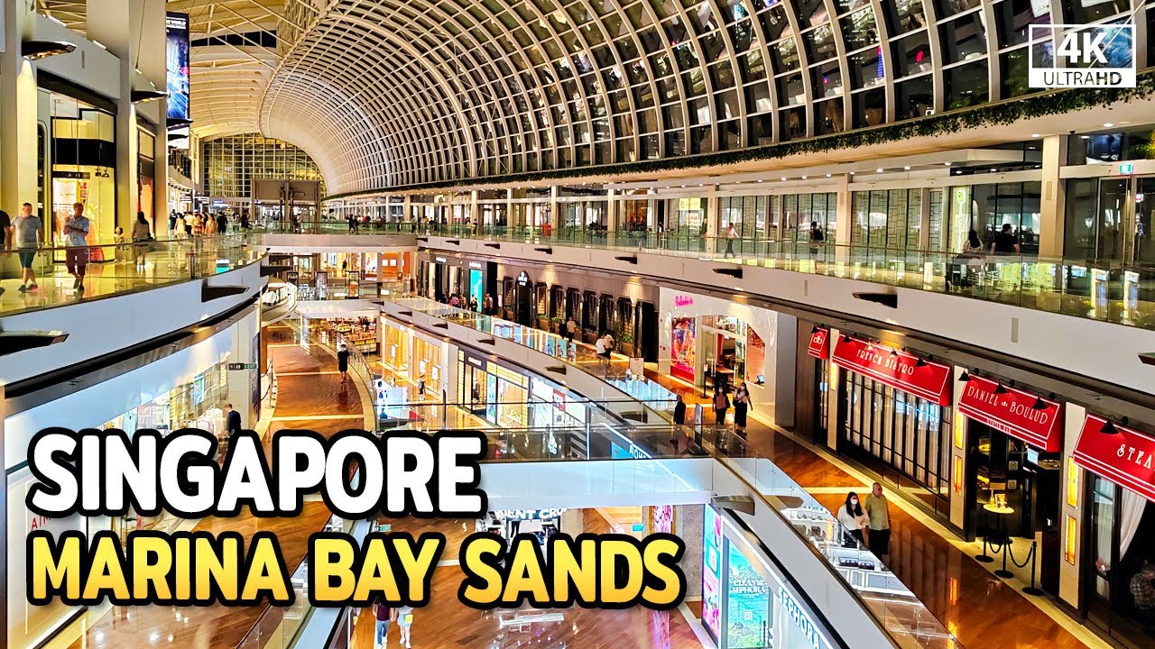 Marina Bay Sands Luxury Shopping Mall Singapore Night Walk [4K]
