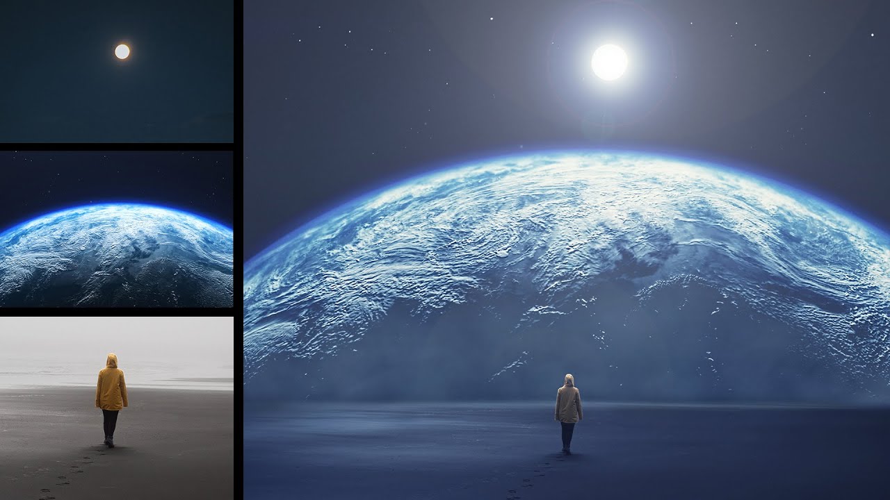 Surreal Planet Rising Photo Manipulation Photoshop Tutorial
