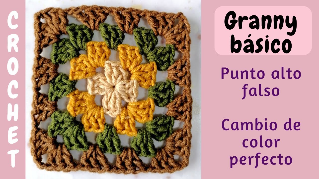 Como tejer un Granny Square, Te enseño todos mis trucos, CAMBIO DE COLOR PERFECTO