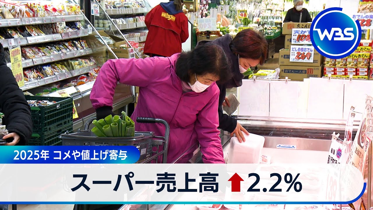 スーパー売上高 ↑2.2% 2025年 コメや値上げ寄与【WBS】