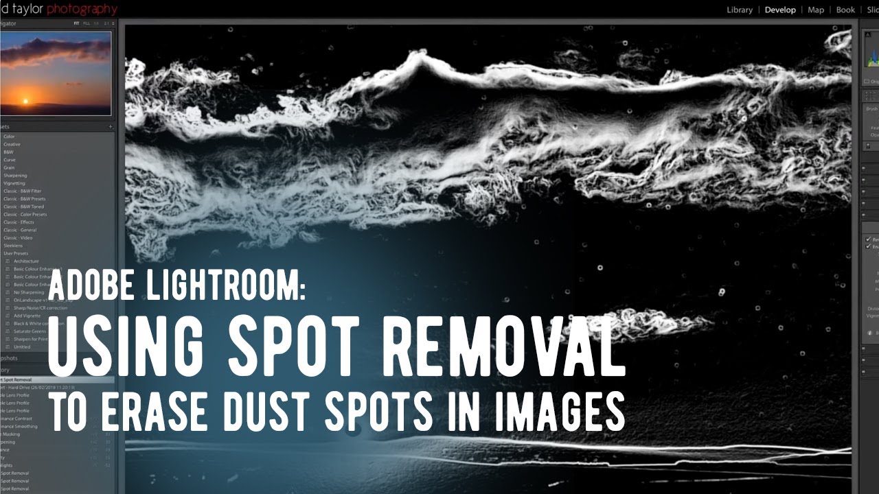 Adobe Lightroom - Using Spot Removal to erase dust spots in images
