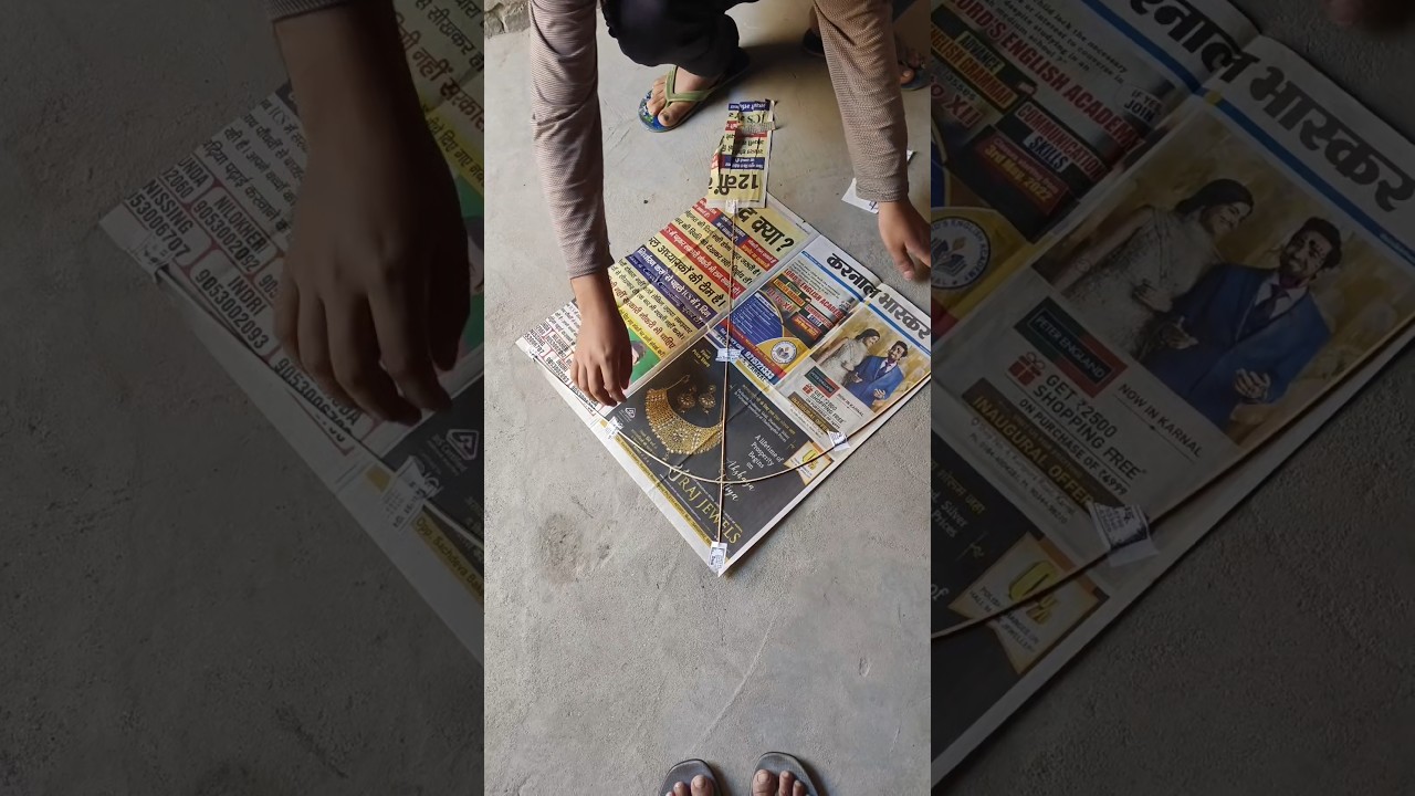 Newspaper Big Kite making 2025 🪁 How to make kite at home #kitevideo #kitemaking #kiteg