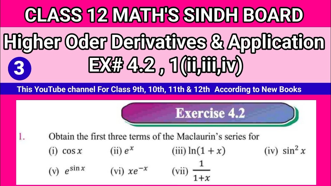 Class 12 Maths Unit 4 Exercise 4.2 Question 1(ii,iii,iv) Higher Order Derivatives and Application