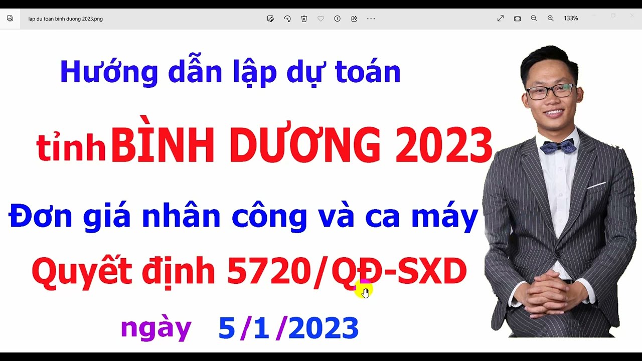 Hướng dẫn lập dự toán tỉnh Bình Dương năm 2023 | Nhân công Quyết định 5720/QĐ-SXD ngày 30/12/2022