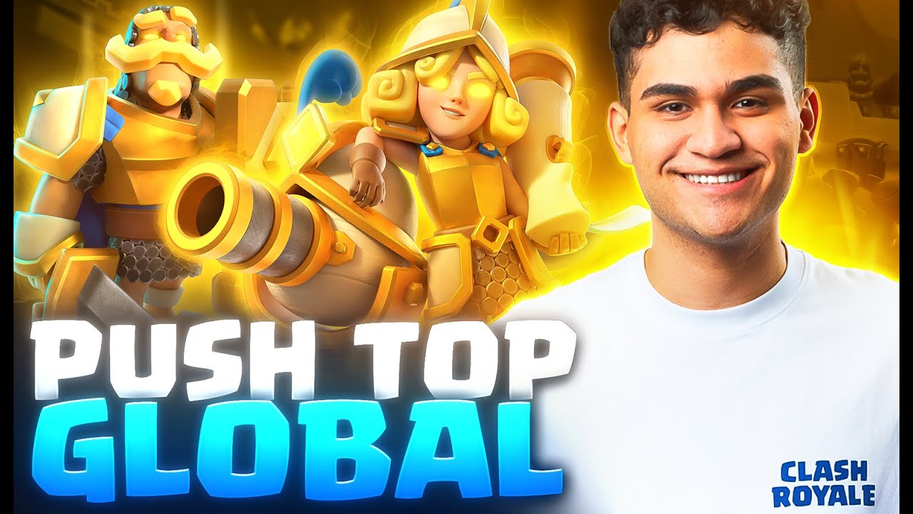 PUSH NO TOP GLOBAL + TESTANDO O GOLEM DE GELO HEROI - CLASH ROYALE AO VIVO