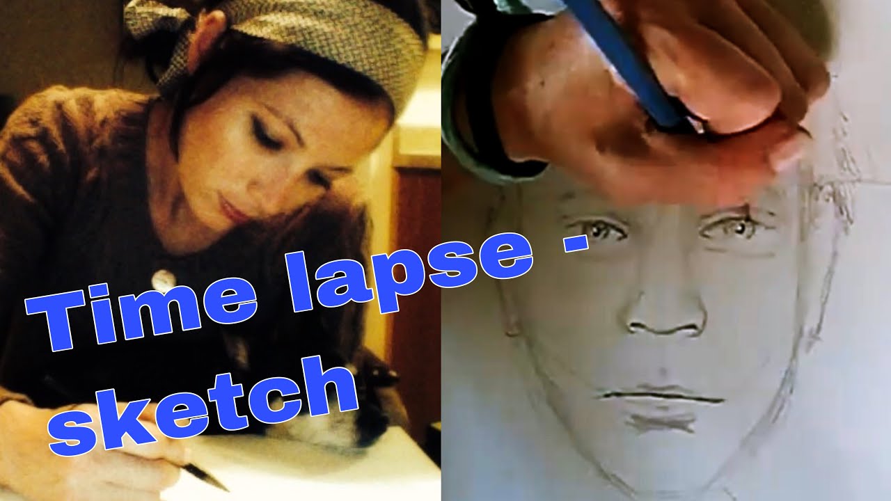 Forensic artist sketching a face - pencil illustration - Time lapse