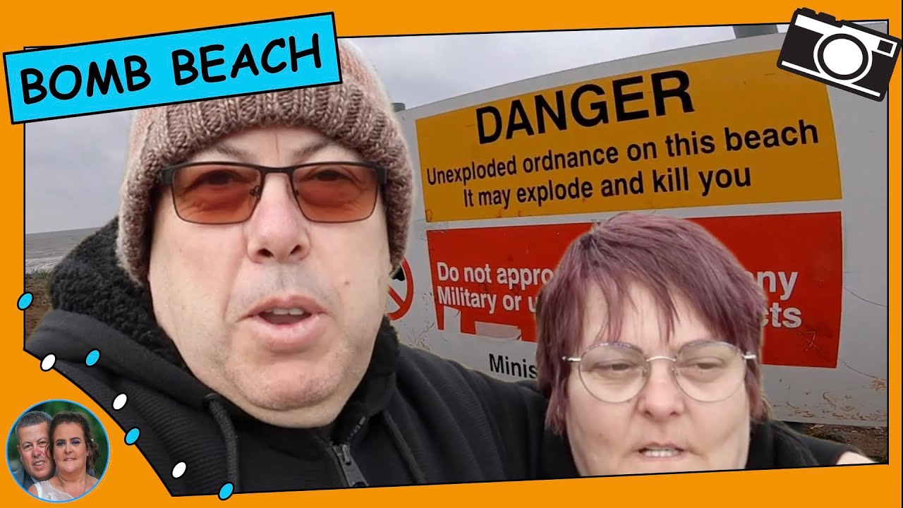 Looking for bombs and fossils on the beach at Mappleton in East Yorkshire.