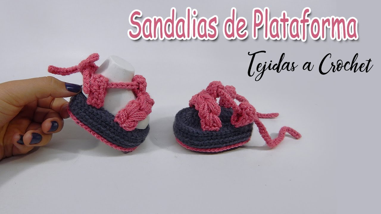 Moderna SANDALIA DE PLATAFORMA tejidas a crochet TALLAS PARA BEBE