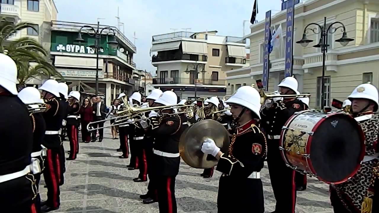 25 March 2012 square MESOLOGGI under the double eagle. D. SALOMOS band.MOV