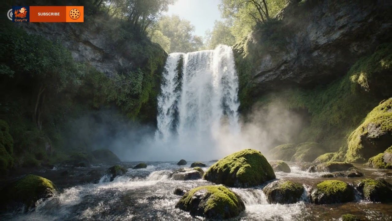 Soothing Waterfall Scenery 🍃 4K Relaxing Nature Sounds for Focus, Stress Relief & Calm (33 Minutes)