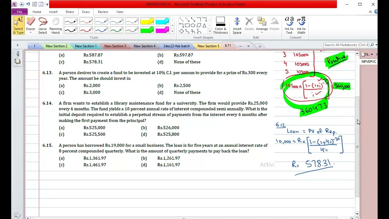 Financial maths mcqs chapter 6 6 11 to 6 15