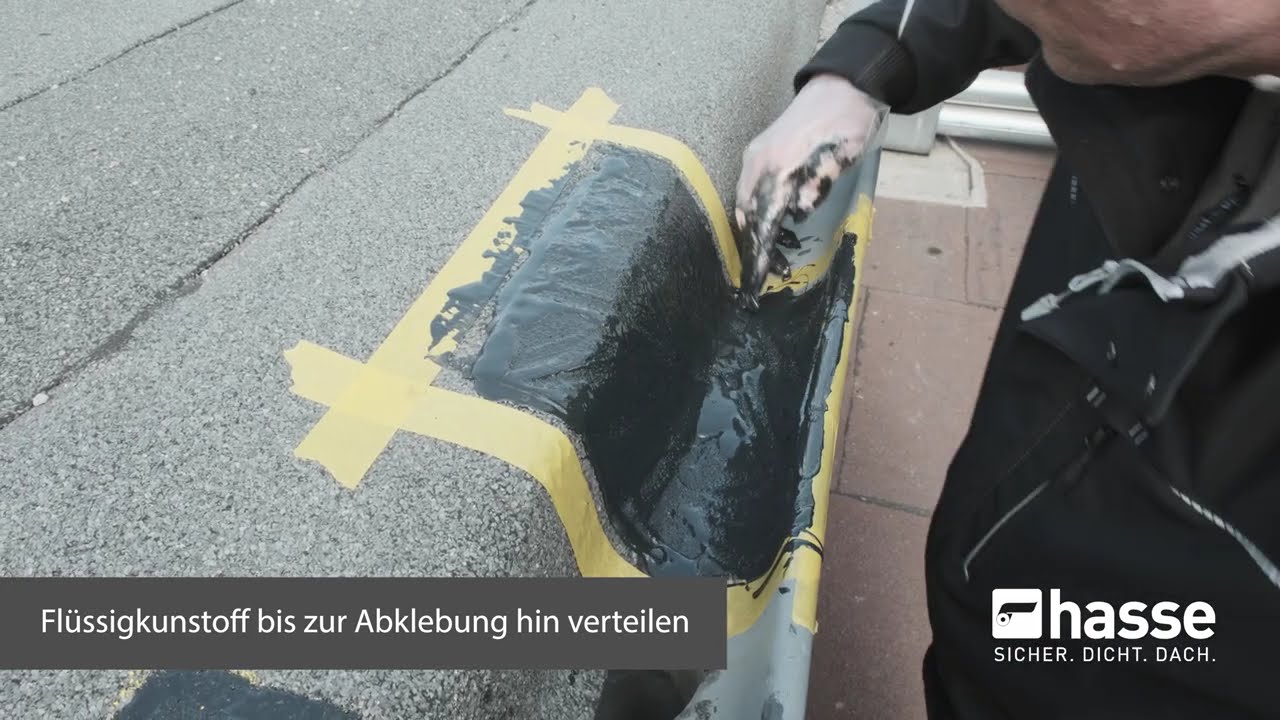 Hassolit 1K ECO Dach-Pflaster – Zinkdachrinne mit Flüssigkunststoff abdichten