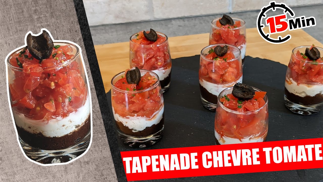 TAPENADE CHEVRE TOMATE, VERRINE SALEE , ENTREE OU APERITIF, POUR UN APERITIF REUSSI