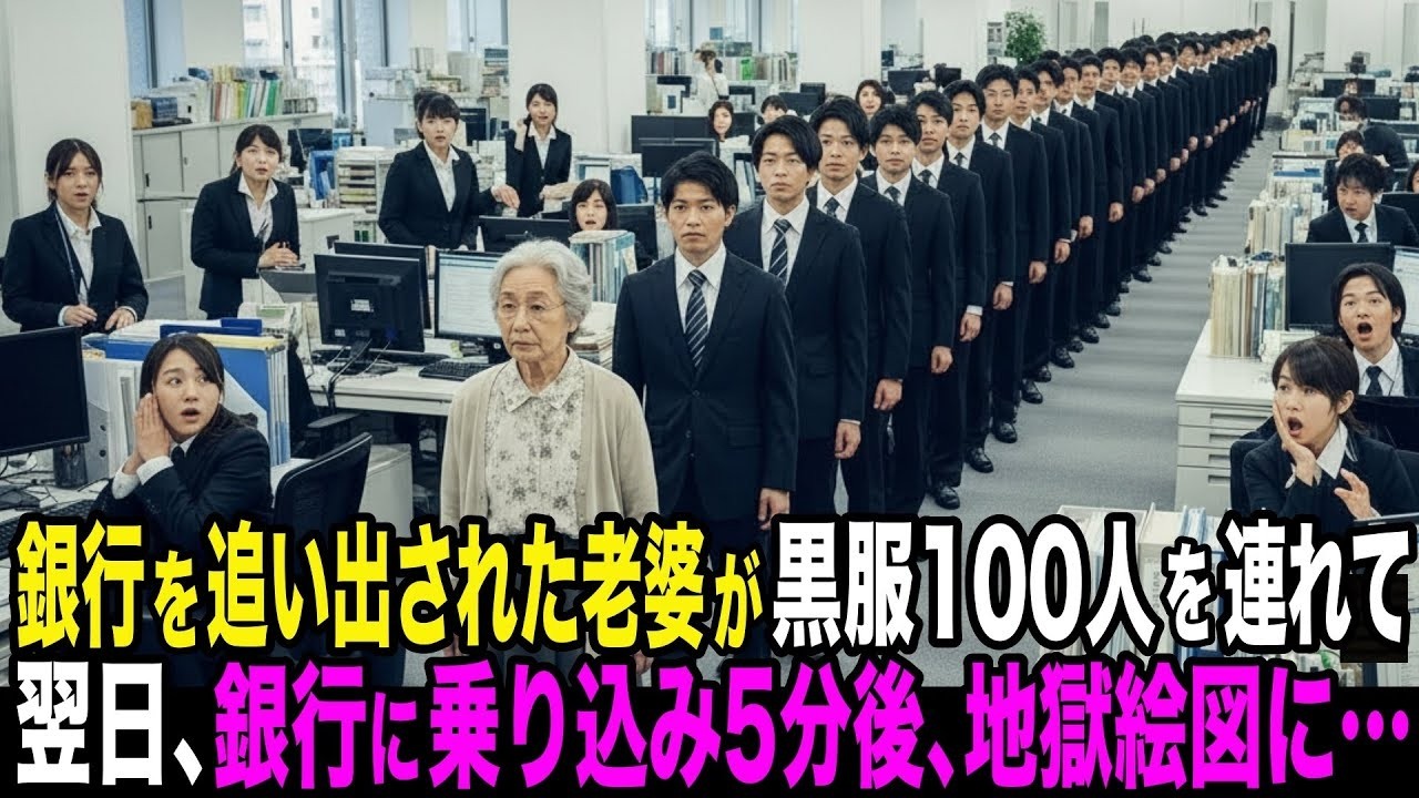 「100億円を引き出します」銀行を追い出された老婆が、翌日黒服たちを連れて銀行に乗り込む。10分後、地獄絵図に…
