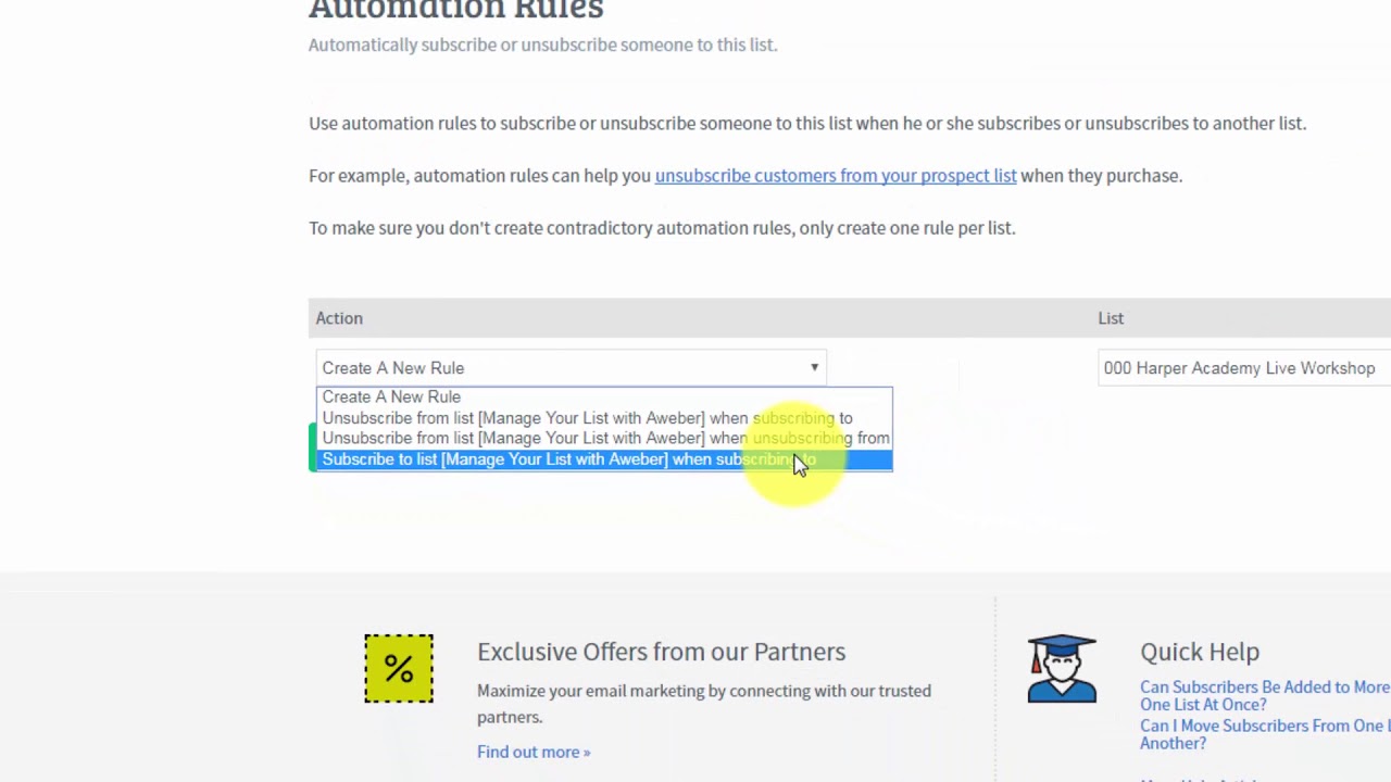 Setting Up List Automation Rules | Manage Your Email List With AWeber