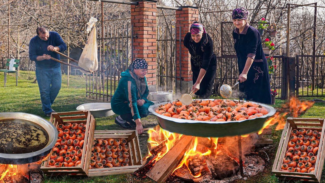 Деревенские женщины делают патоку из собранной красной хурмы! - Лучшие рецепты за 1 час