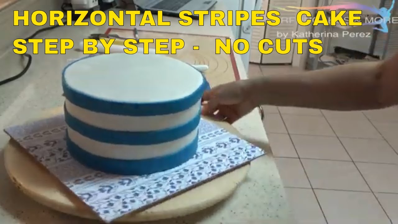 Horizontal stripes cake tutorial - step by step